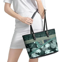 Hawaii Plant Kalo Leather Tote Bag Hawaiian Tapa Pattern LT05 - Polynesian Pride