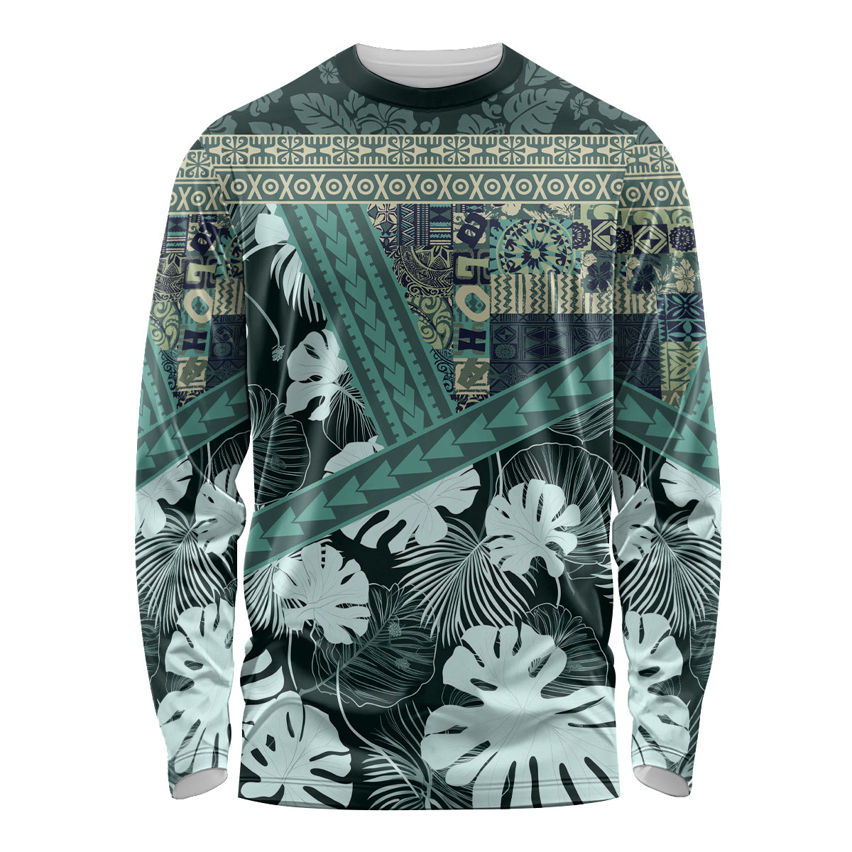 Hawaii Plant Kalo Long Sleeve Shirt Hawaiian Tapa Pattern LT05 Unisex Green - Polynesian Pride