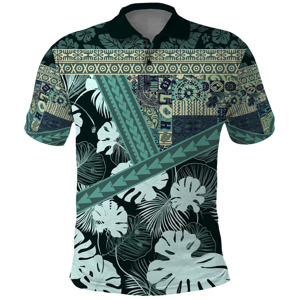 Hawaii Plant Kalo Polo Shirt Hawaiian Tapa Pattern LT05 Green - Polynesian Pride