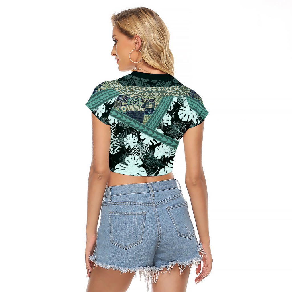 Hawaii Plant Kalo Raglan Cropped T Shirt Hawaiian Tapa Pattern LT05 - Polynesian Pride