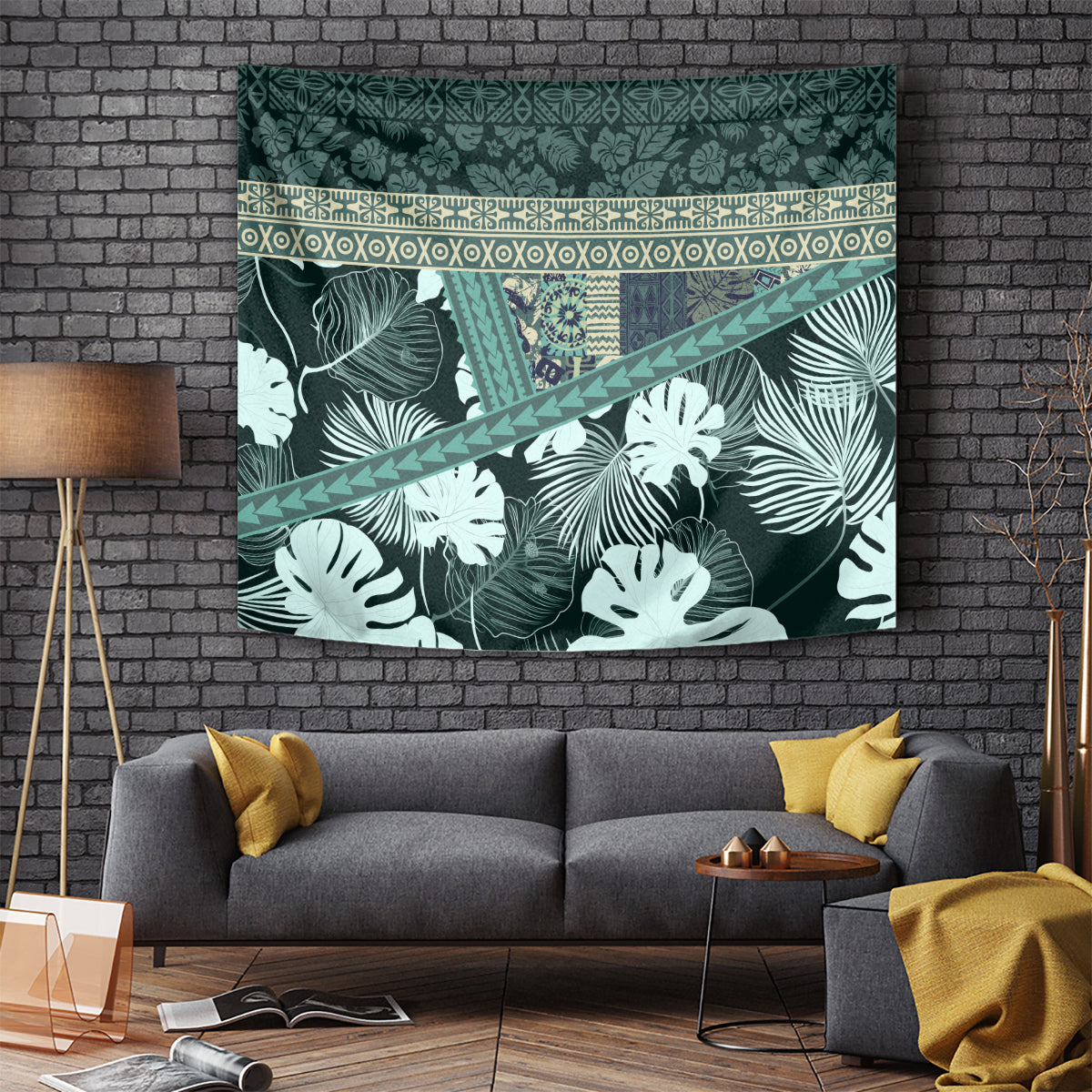 Hawaii Plant Kalo Tapestry Hawaiian Tapa Pattern LT05 Green - Polynesian Pride