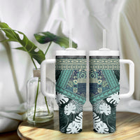 Hawaii Plant Kalo Tumbler With Handle Hawaiian Tapa Pattern
