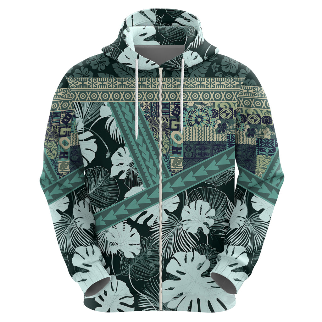 Hawaii Plant Kalo Zip Hoodie Hawaiian Tapa Pattern LT05 - Polynesian Pride