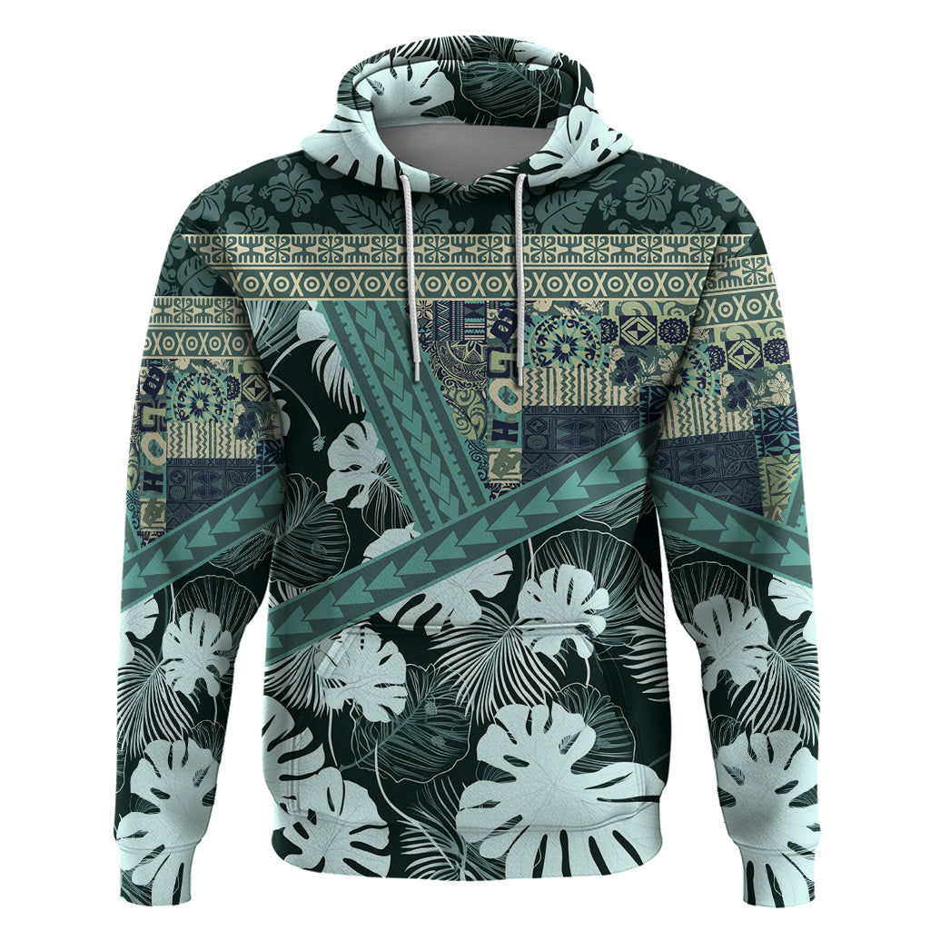 Hawaii Plant Kalo Zip Hoodie Hawaiian Tapa Pattern LT05 Pullover Hoodie Green - Polynesian Pride
