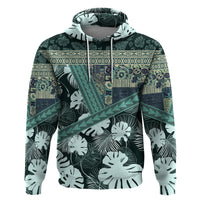 Hawaii Plant Kalo Zip Hoodie Hawaiian Tapa Pattern LT05 Pullover Hoodie Green - Polynesian Pride