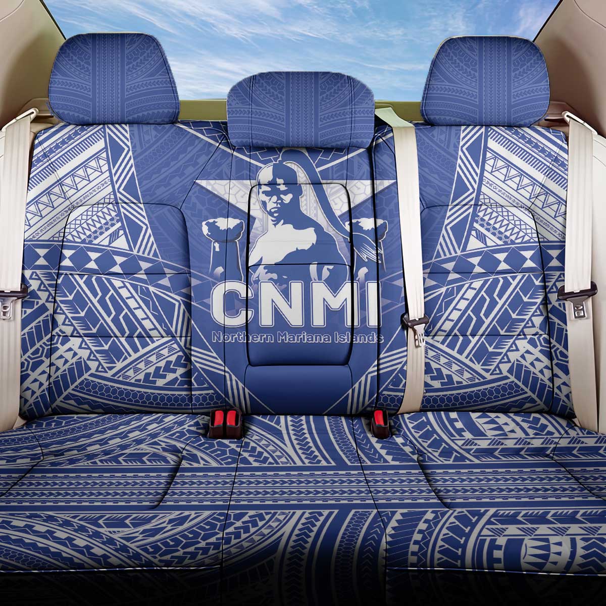 Northern Mariana Islands Back Car Seat Cover Chamorro Warrior Tribal Pattern