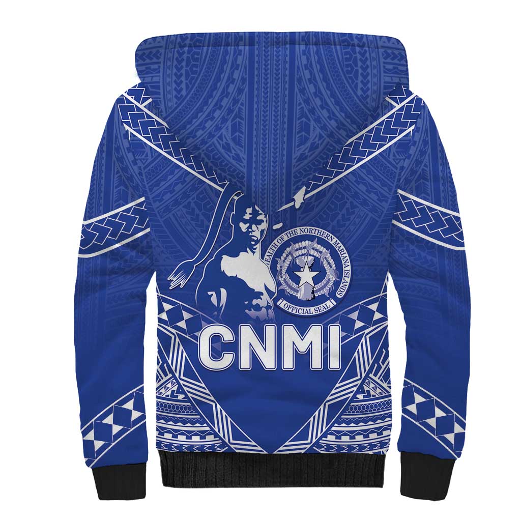 Northern Mariana Islands Sherpa Hoodie Chamorro Warrior Tribal Pattern LT05 - Polynesian Pride
