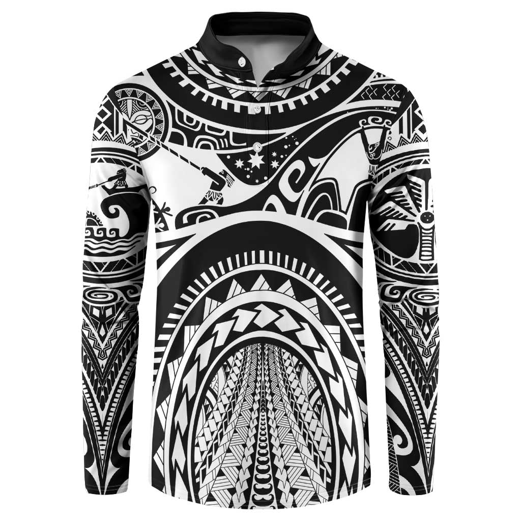 Polynesia Maui Tattoo Inspired Button Sweatshirt Black Version LT05 Black - Polynesian Pride