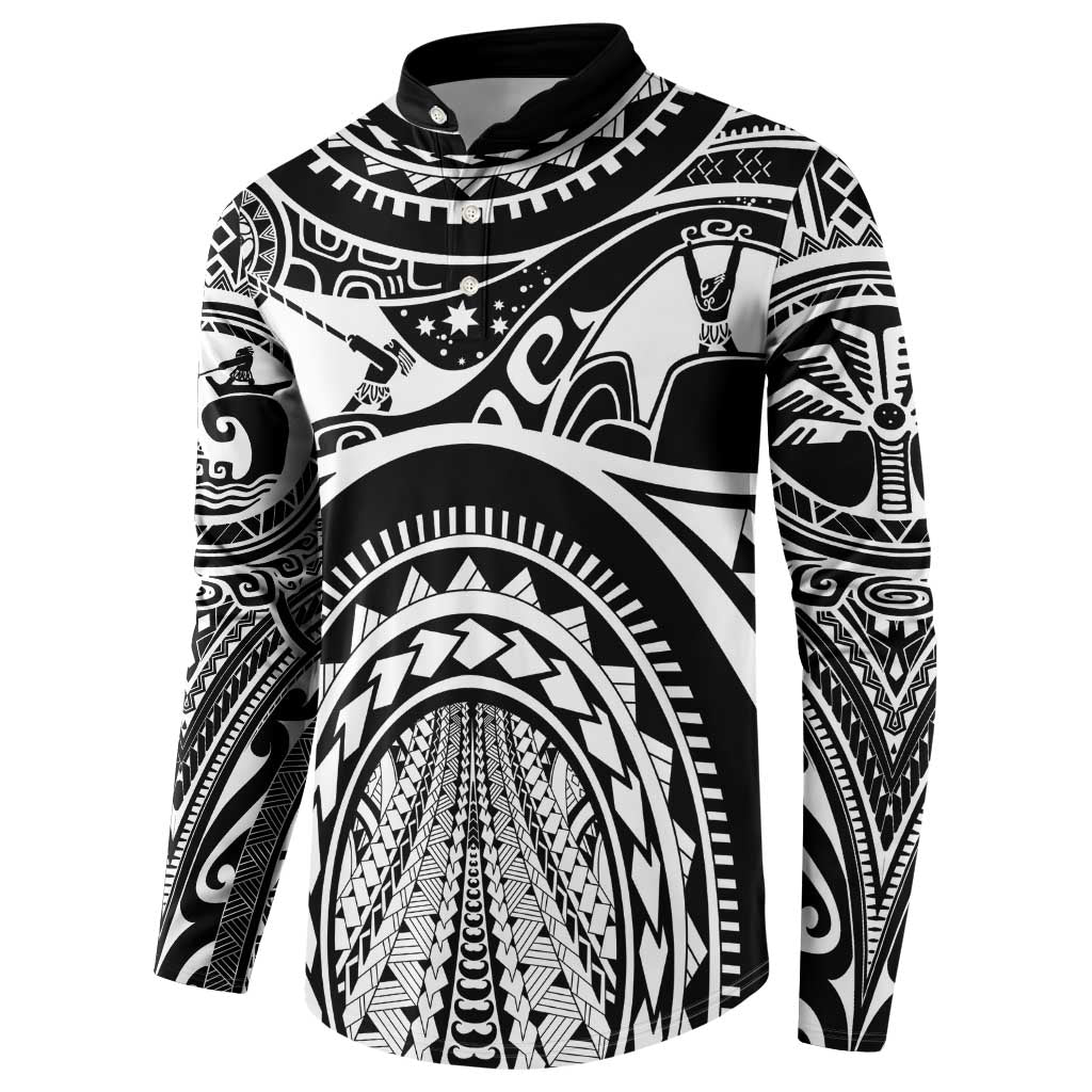 Polynesia Maui Tattoo Inspired Button Sweatshirt Black Version LT05 - Polynesian Pride