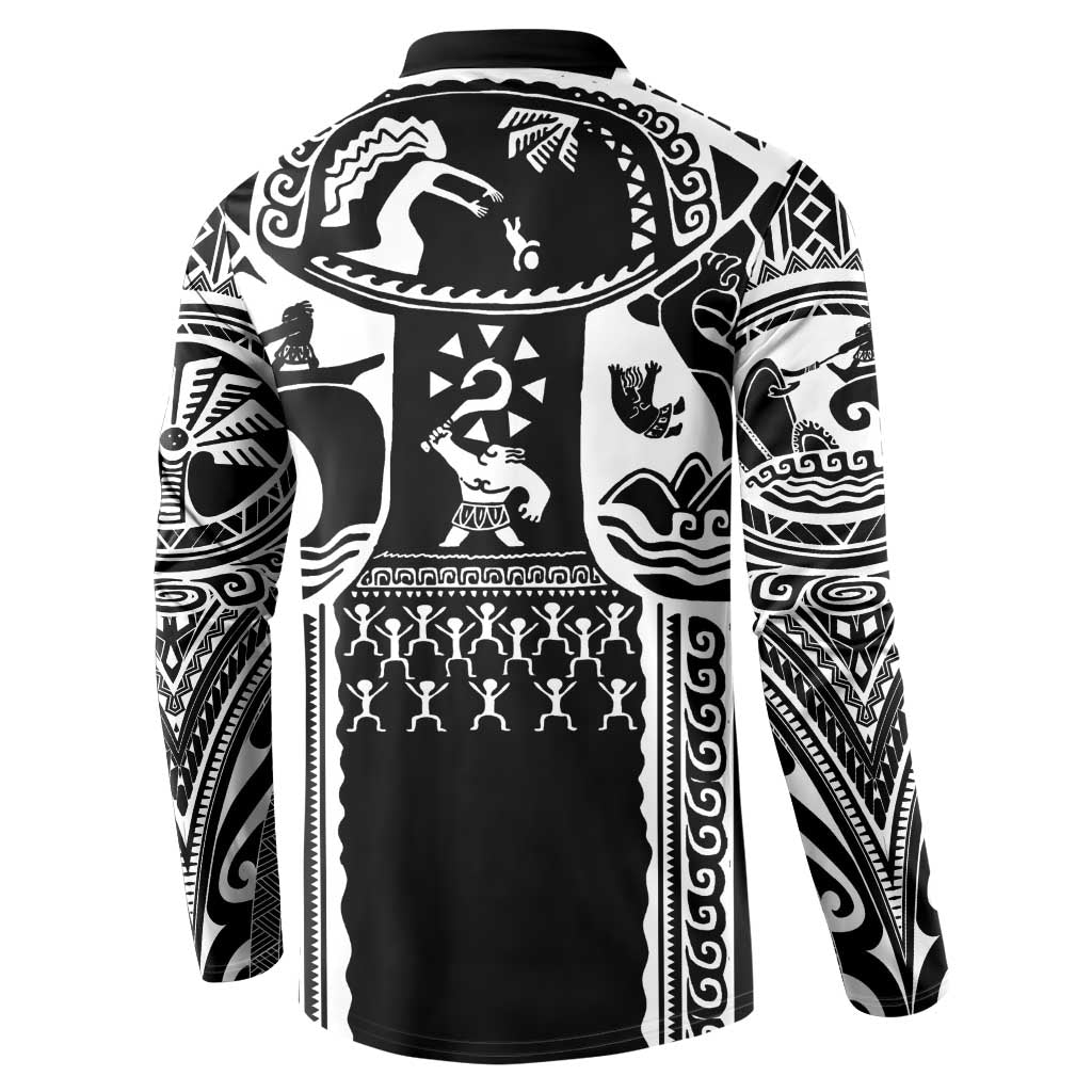Polynesia Maui Tattoo Inspired Button Sweatshirt Black Version LT05 - Polynesian Pride