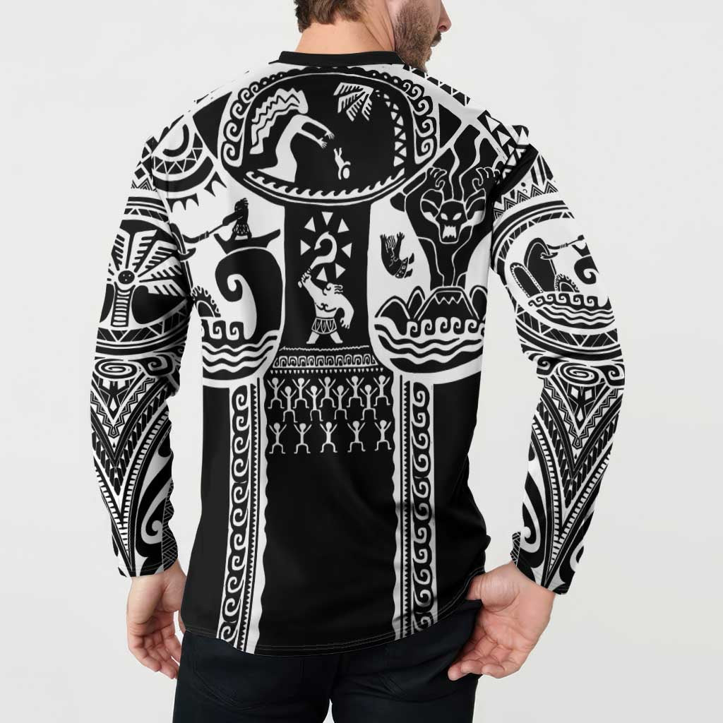 Polynesia Maui Tattoo Inspired Button Sweatshirt Black Version LT05 - Polynesian Pride
