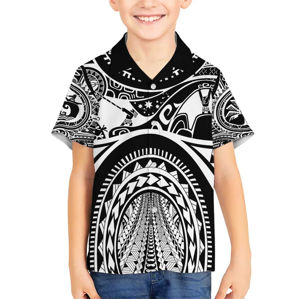 Polynesia Maui Tattoo Inspired Kid Hawaiian Shirt Black Version