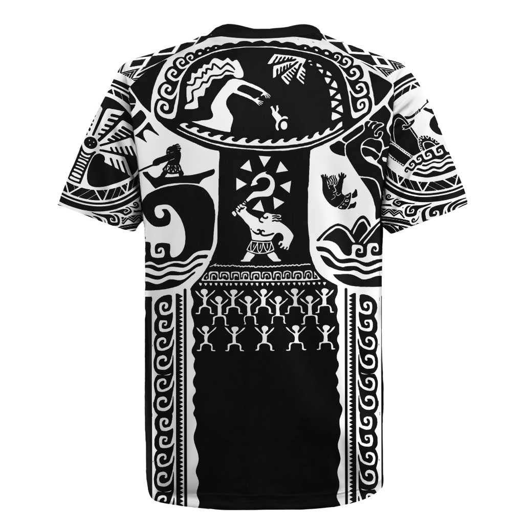 Polynesia Maui Tattoo Inspired Rugby Jersey Black Version