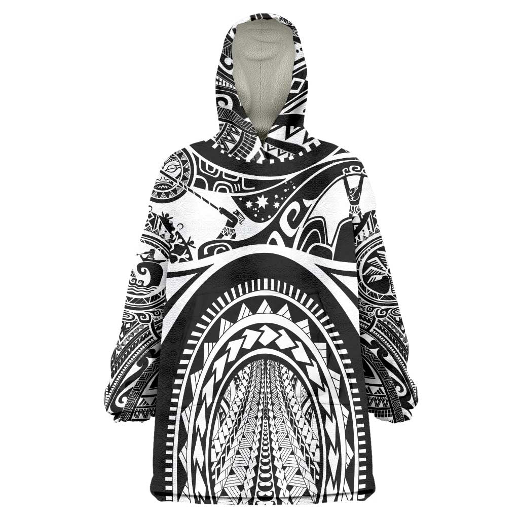 Polynesia Maui Tattoo Inspired Wearable Blanket Hoodie Black Version LT05 One Size Black - Polynesian Pride