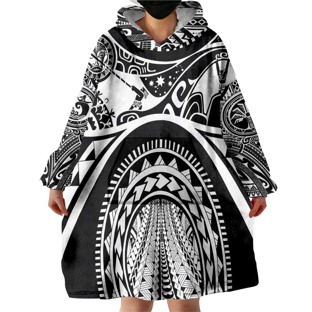 Polynesia Maui Tattoo Inspired Wearable Blanket Hoodie Black Version LT05 - Polynesian Pride
