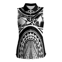 Polynesia Maui Tattoo Inspired Women Sleeveless Polo Shirt Black Version