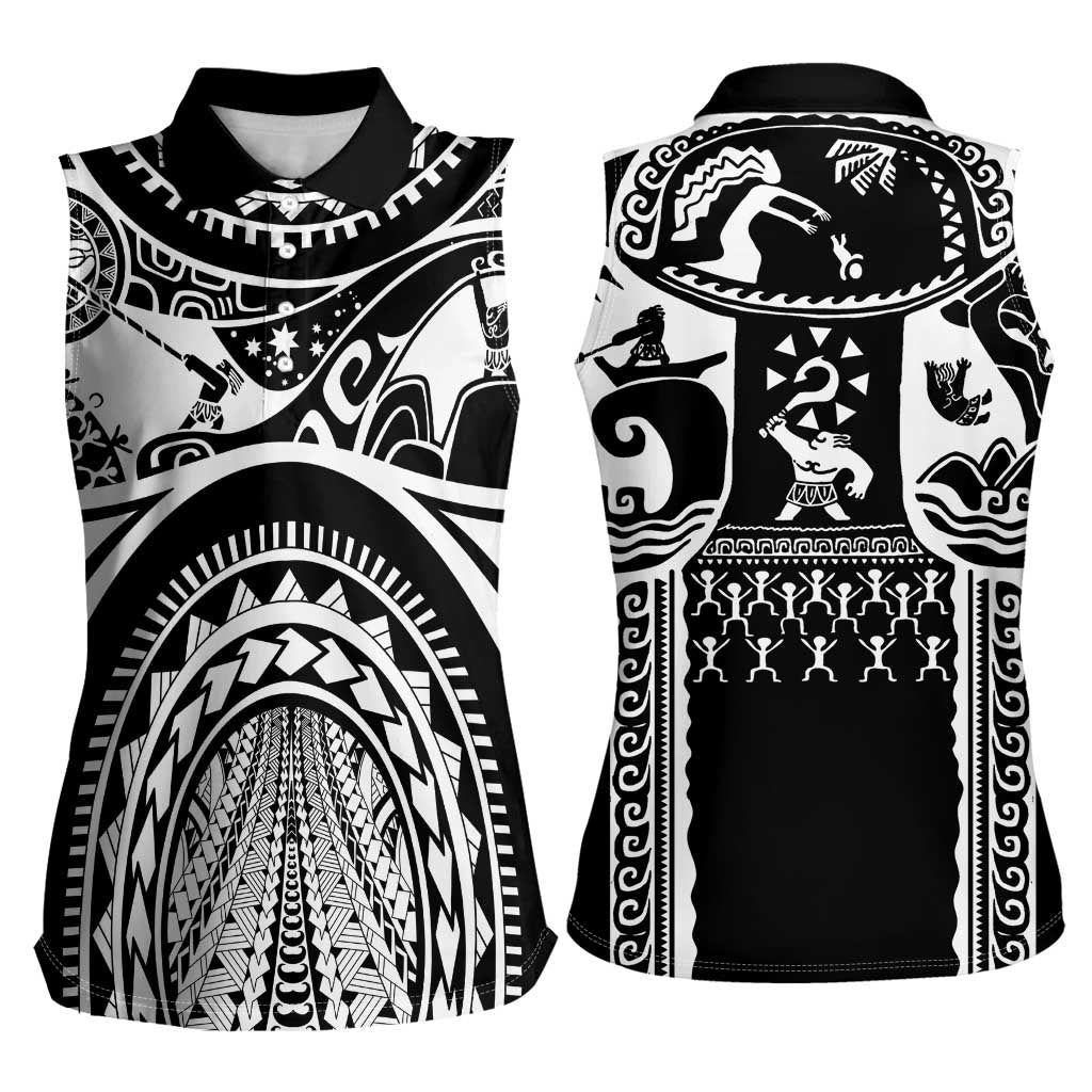 Polynesia Maui Tattoo Inspired Women Sleeveless Polo Shirt Black Version