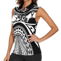 Polynesia Maui Tattoo Inspired Women Sleeveless Polo Shirt Black Version