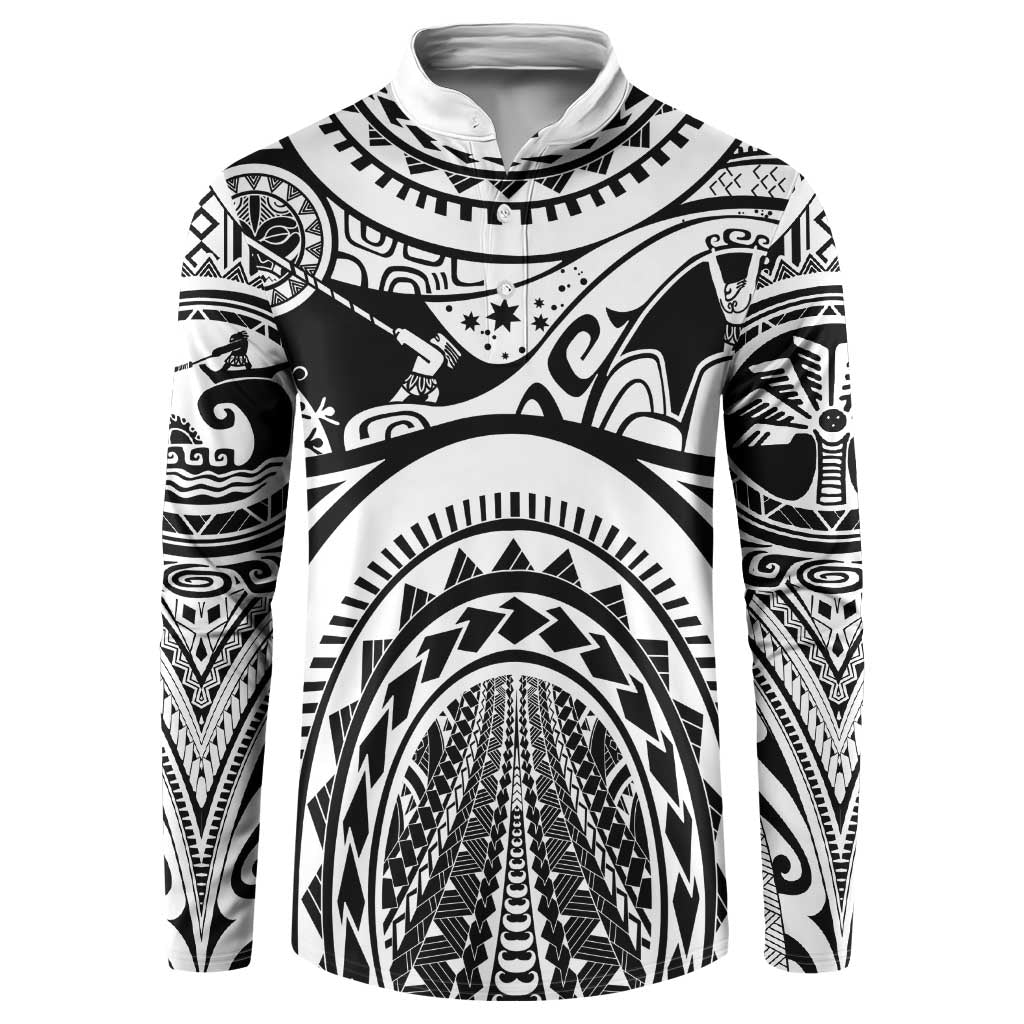 Polynesia Maui Tattoo Inspired Button Sweatshirt White Version LT05 White - Polynesian Pride