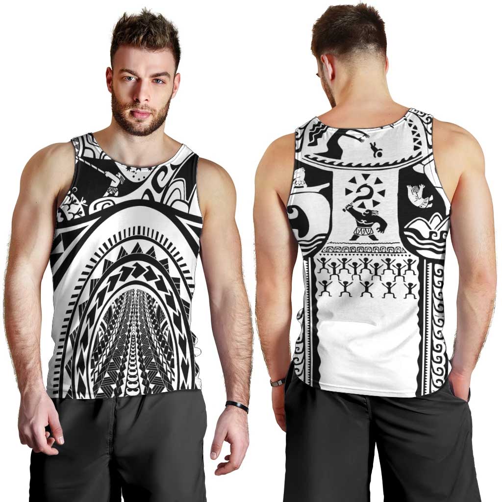 Polynesia Maui Tattoo Inspired Men Tank Top White Version LT05 - Polynesian Pride