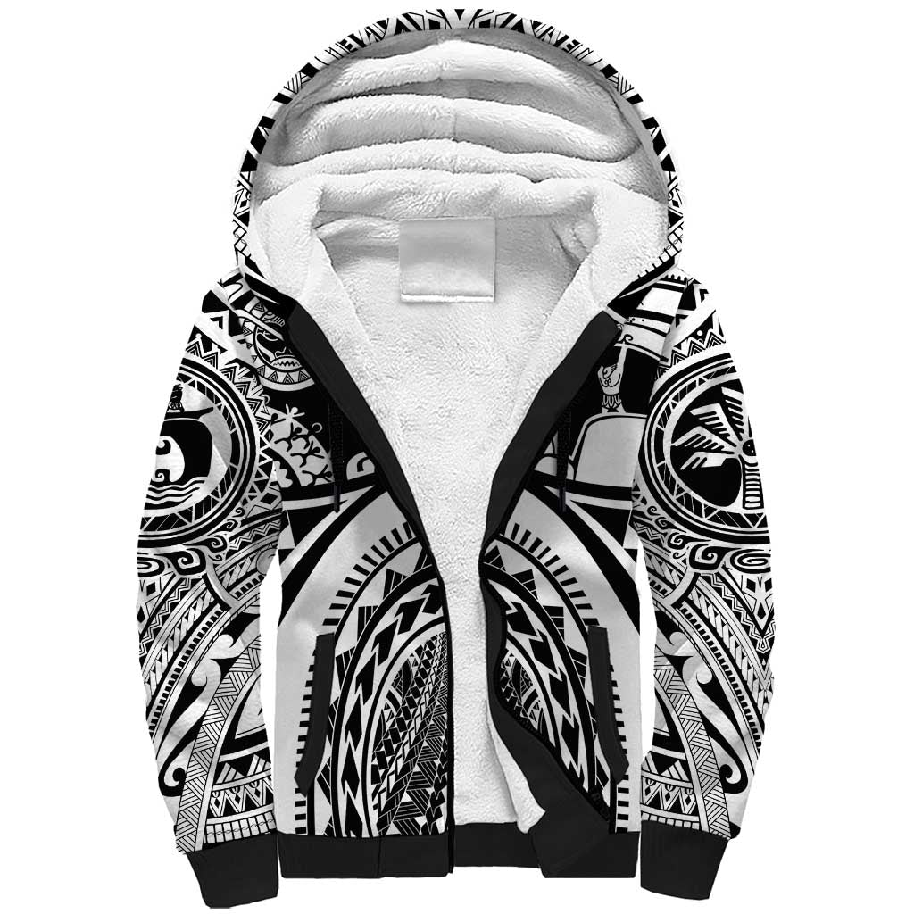 Polynesia Maui Tattoo Inspired Sherpa Hoodie White Version LT05 Unisex White - Polynesian Pride