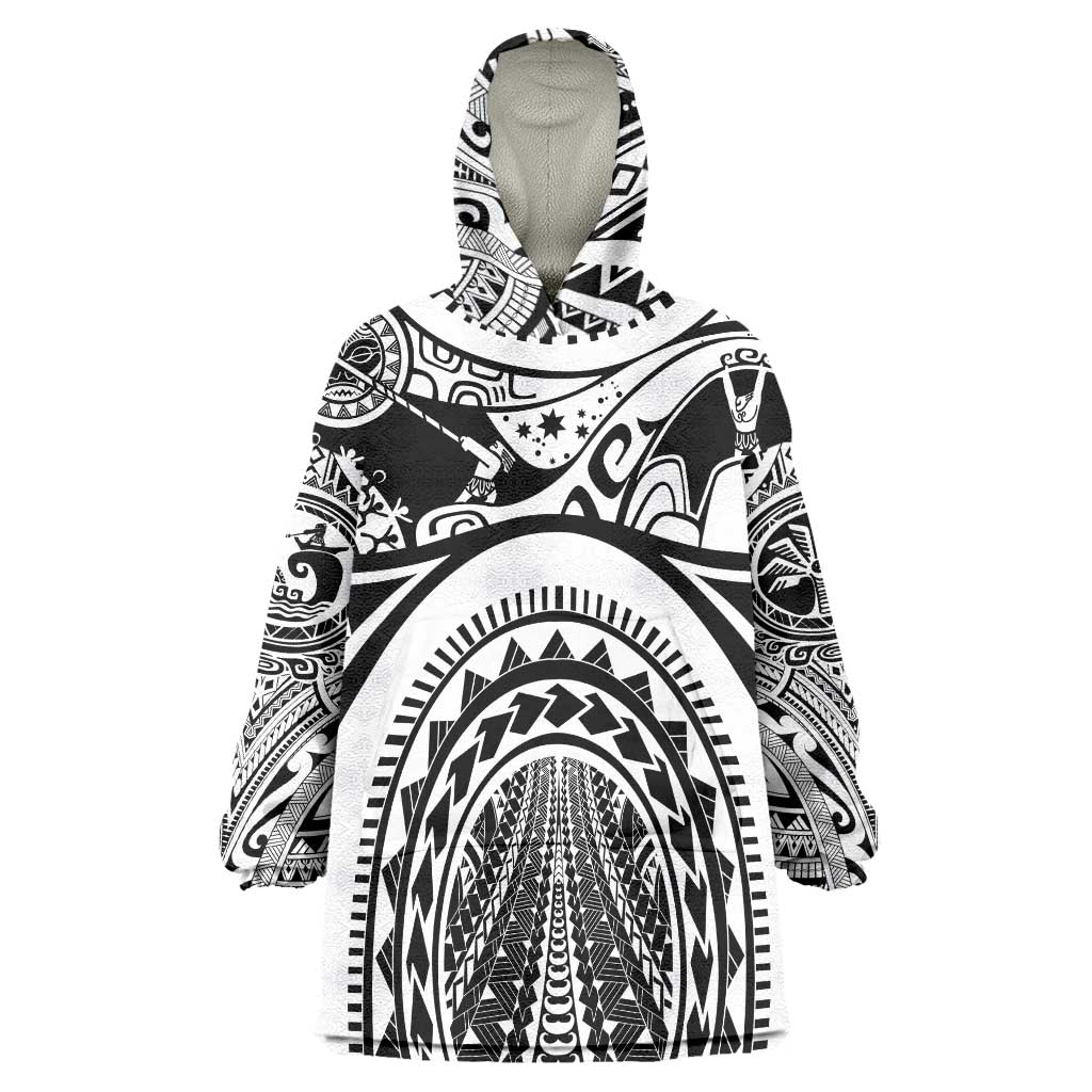 Polynesia Maui Tattoo Inspired Wearable Blanket Hoodie White Version LT05 One Size White - Polynesian Pride
