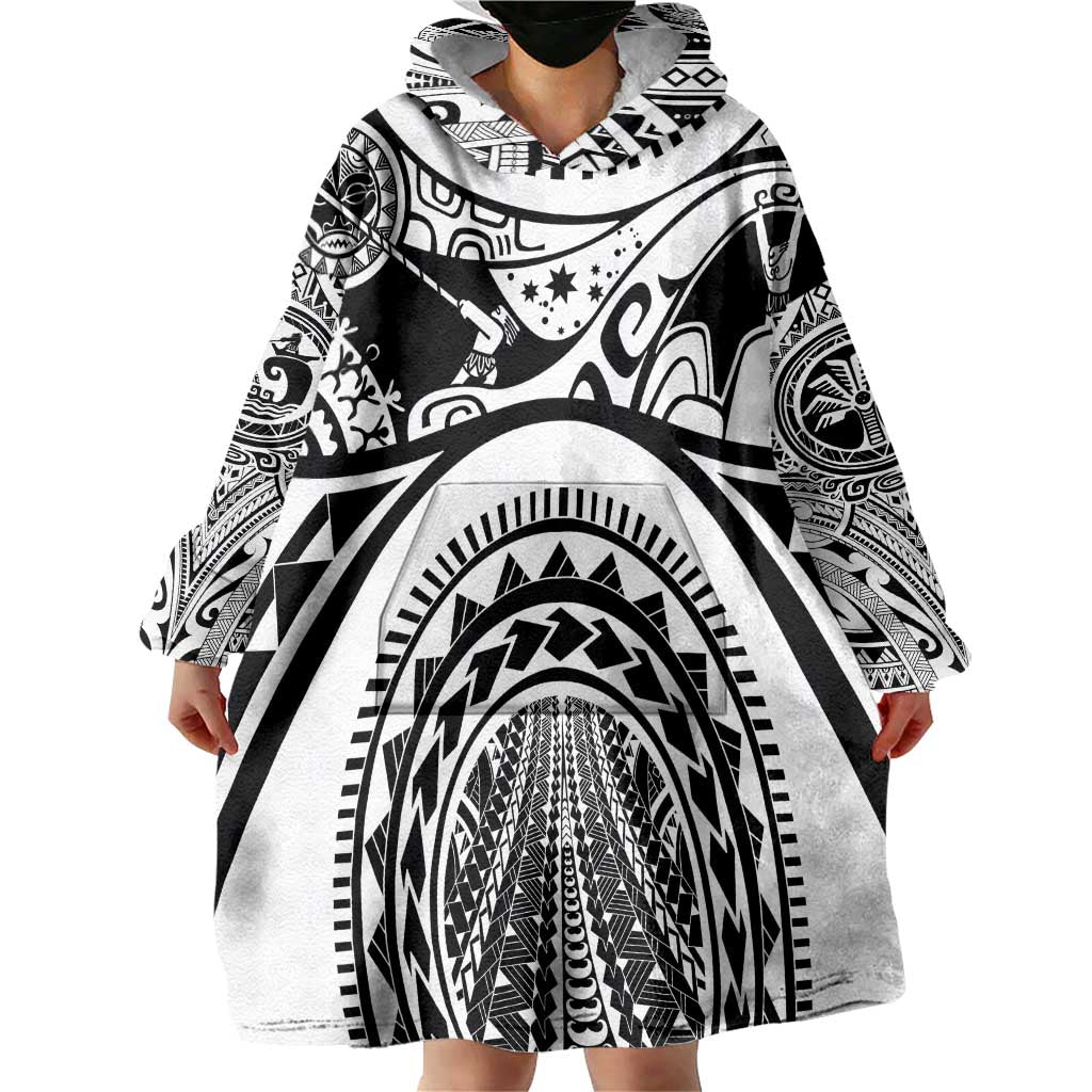 Polynesia Maui Tattoo Inspired Wearable Blanket Hoodie White Version LT05 - Polynesian Pride