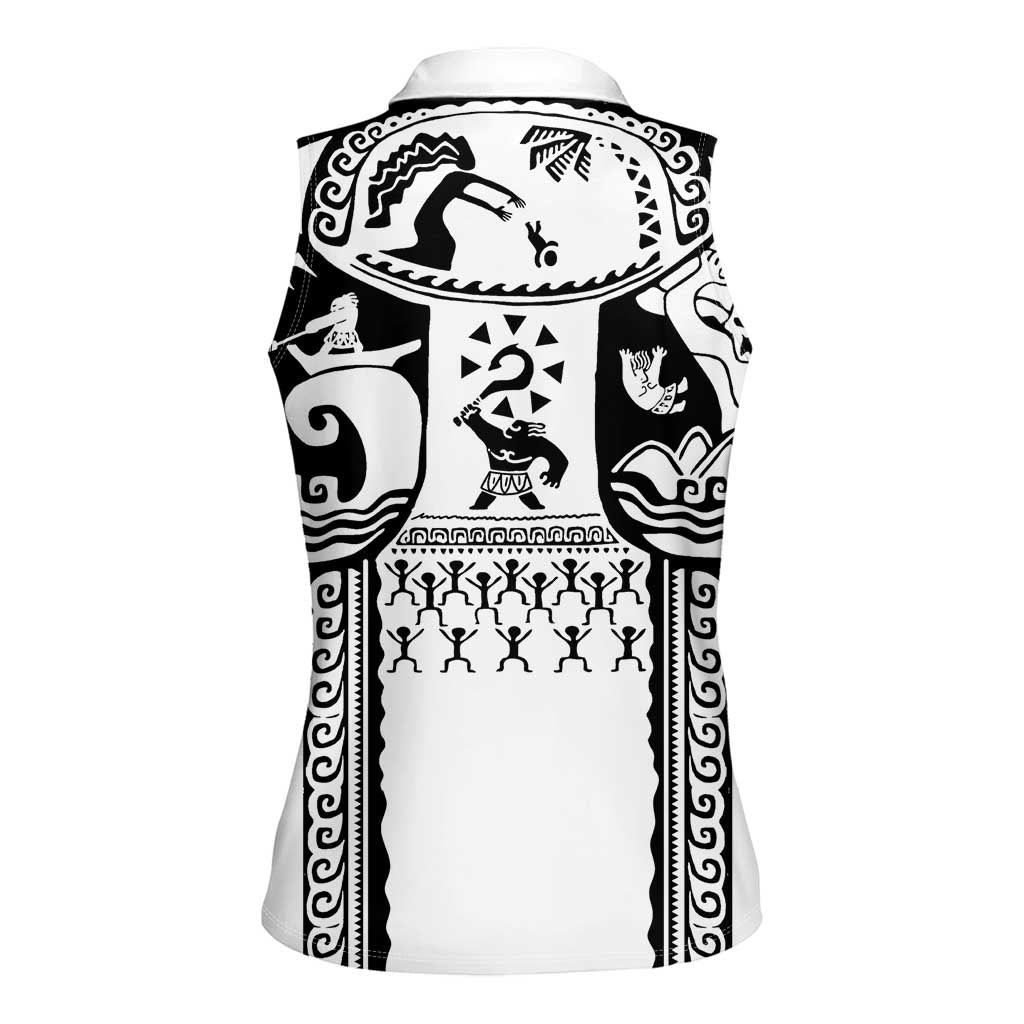 Polynesia Maui Tattoo Inspired Women Sleeveless Polo Shirt White Version