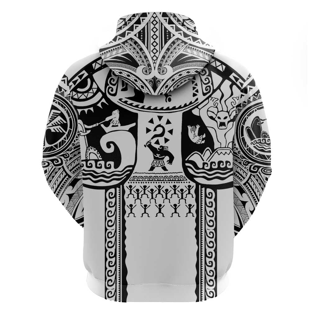 Polynesia Maui Tattoo Inspired Zip Hoodie White Version