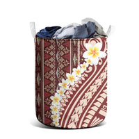 Red Vintage Tonga Ngatu Pattern With Plumeria Laundry Basket LT05 - Polynesian Pride