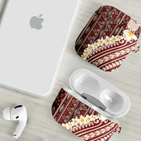 Red Vintage Tonga Ngatu Pattern With Plumeria AirPods Case - Polynesian Pride