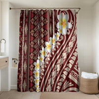 Red Vintage Tonga Ngatu Pattern With Plumeria Bathroom Set - Polynesian Pride