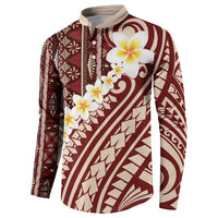 Red Vintage Tonga Ngatu Pattern With Plumeria Button Sweatshirt LT05 - Polynesian Pride