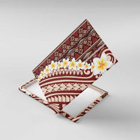 Red Vintage Tonga Ngatu Pattern With Plumeria Canvas Wall Art LT05 With Frame Red - Polynesian Pride