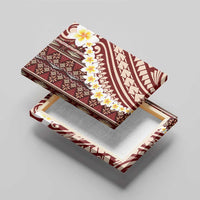 Red Vintage Tonga Ngatu Pattern With Plumeria Canvas Wall Art LT05 - Polynesian Pride