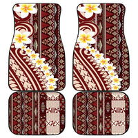 Red Vintage Tonga Ngatu Pattern With Plumeria Car Mats LT05 - Polynesian Pride