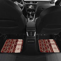 Red Vintage Tonga Ngatu Pattern With Plumeria Car Mats LT05 Set 2pcs - Back Red - Polynesian Pride
