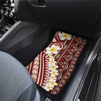 Red Vintage Tonga Ngatu Pattern With Plumeria Car Mats LT05 - Polynesian Pride