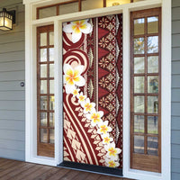 Red Vintage Tonga Ngatu Pattern With Plumeria Door Cover - Polynesian Pride
