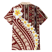Red Vintage Tonga Ngatu Pattern With Plumeria Hawaiian Shirt LT05 - Polynesian Pride