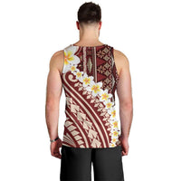 Red Vintage Tonga Ngatu Pattern With Plumeria Men Tank Top LT05 - Polynesian Pride