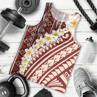 Red Vintage Tonga Ngatu Pattern With Plumeria Men Tank Top LT05 - Polynesian Pride