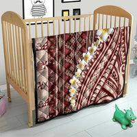 Red Vintage Tonga Ngatu Pattern With Plumeria Quilt - Polynesian Pride