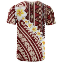 Red Vintage Tonga Ngatu Pattern With Plumeria T Shirt LT05 - Polynesian Pride