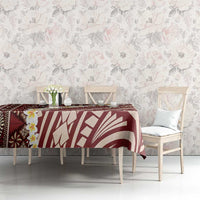 Red Vintage Tonga Ngatu Pattern With Plumeria Tablecloth LT05 - Polynesian Pride