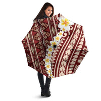 Red Vintage Tonga Ngatu Pattern With Plumeria Umbrella LT05 - Polynesian Pride