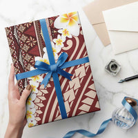 Red Vintage Tonga Ngatu Pattern With Plumeria Wrapping Paper LT05 - Polynesian Pride