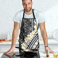 Black Vintage Tonga Ngatu Pattern With Plumeria Apron - Polynesian Pride