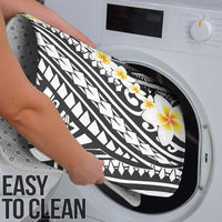 Black Vintage Tonga Ngatu Pattern With Plumeria Bathroom Set - Polynesian Pride