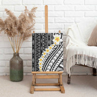 Black Vintage Tonga Ngatu Pattern With Plumeria Canvas Wall Art LT05 - Polynesian Pride